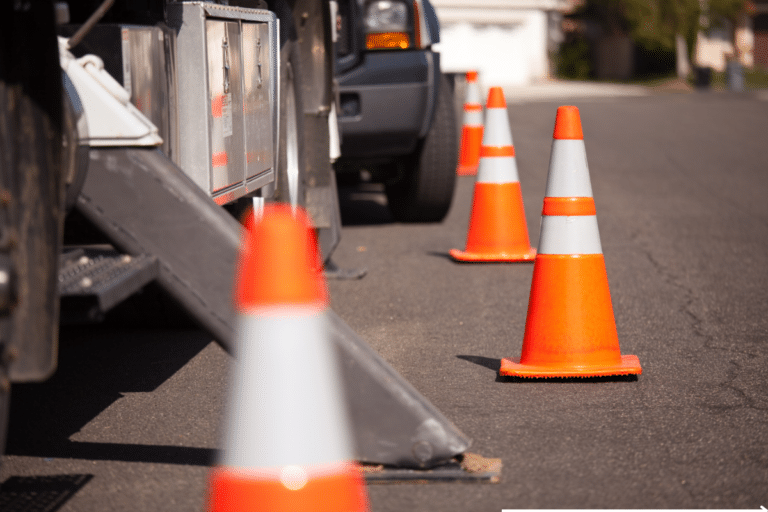 red cones to signify road hazards