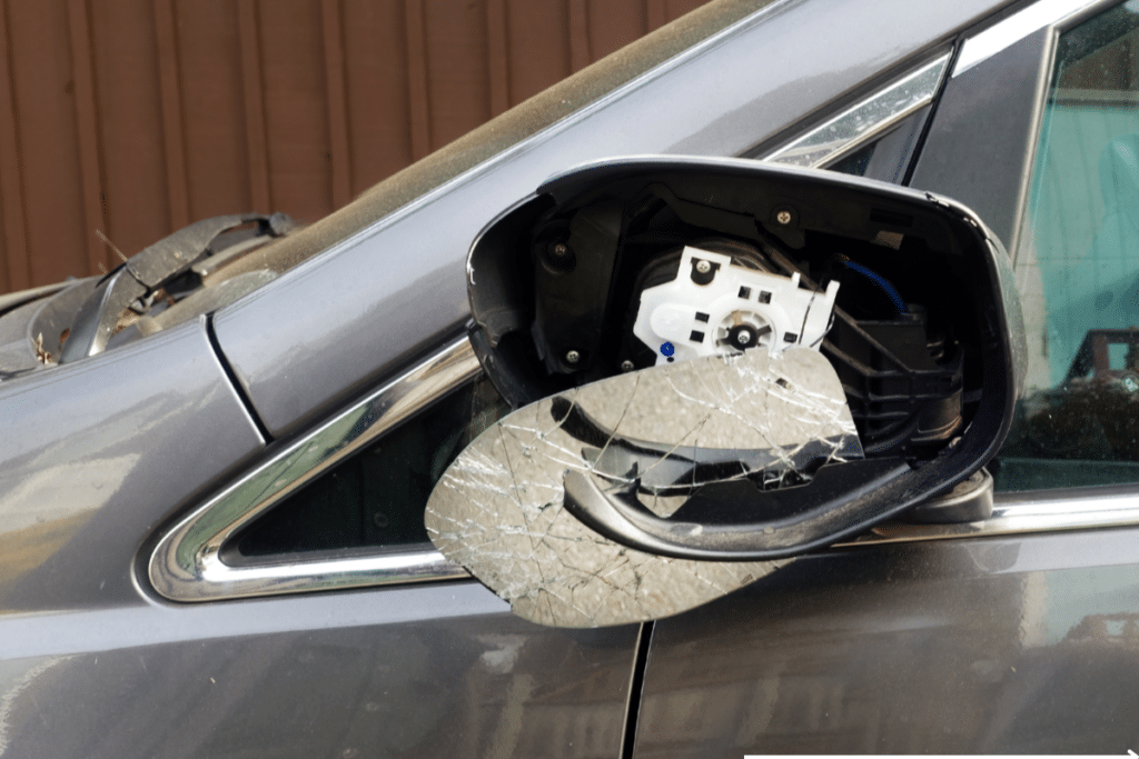 broken side mirror due to hit and run