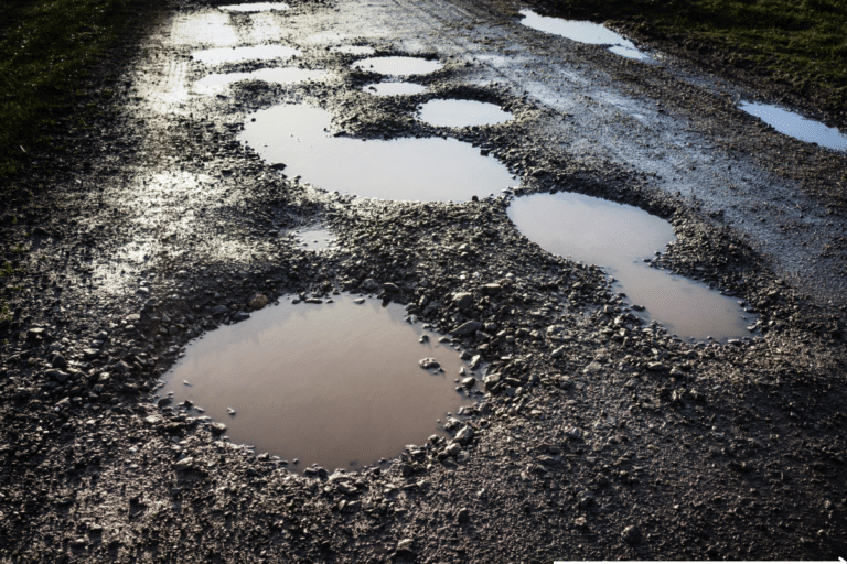 potholes on the roads