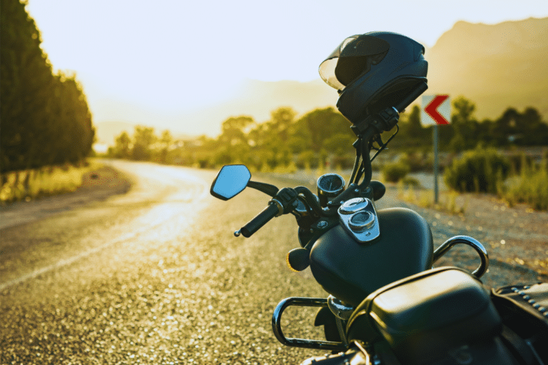 a motorcycle parked on the road