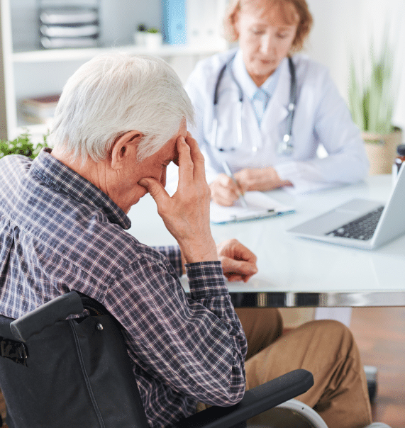 a senior citizen seeing a doctor